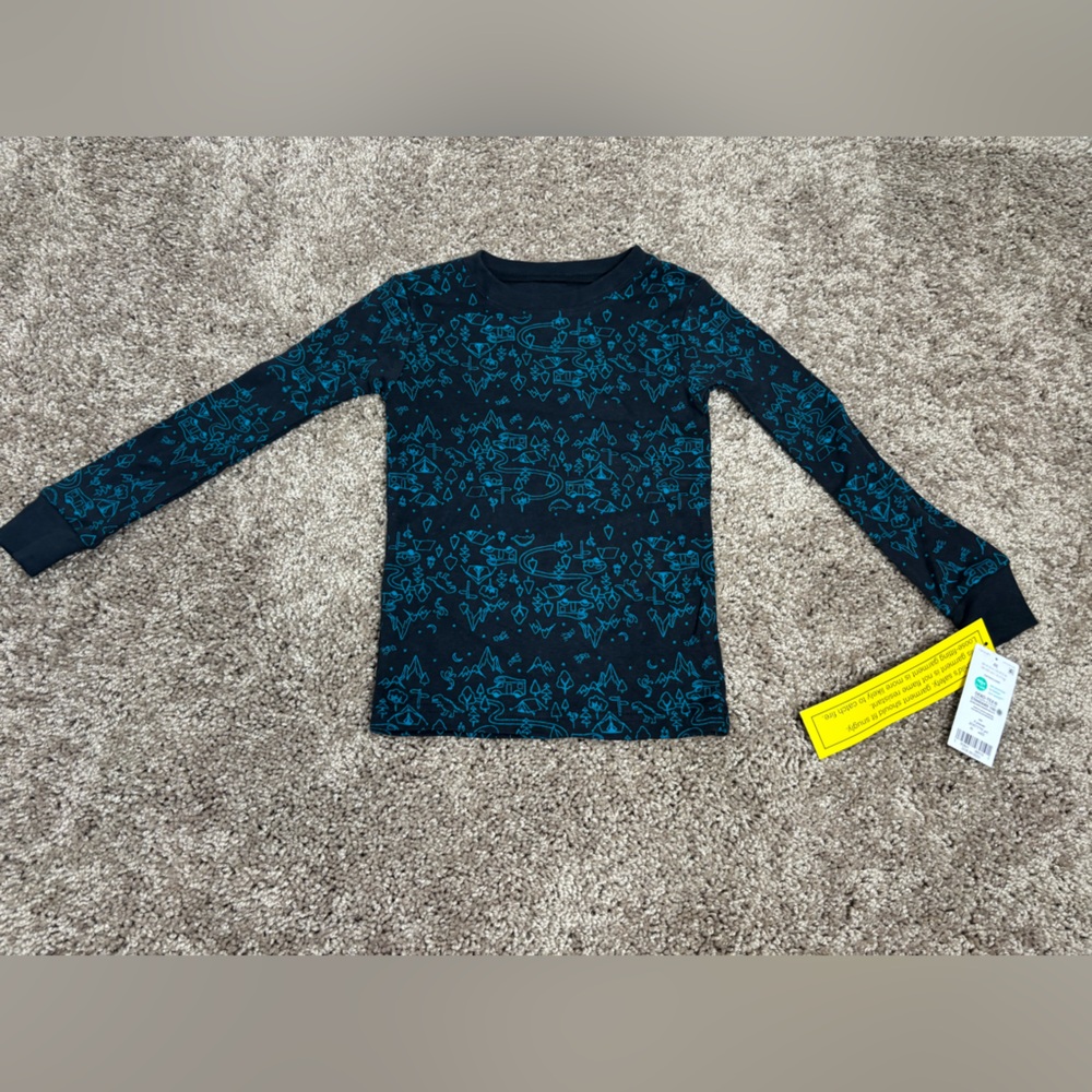 Carter’s blue camping long sleeve shirt, size 4T/4A NWT